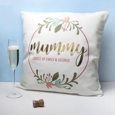 Personalised Floral Wreath Cushion Cover (PER2652-001) (TreatRepublic1613)