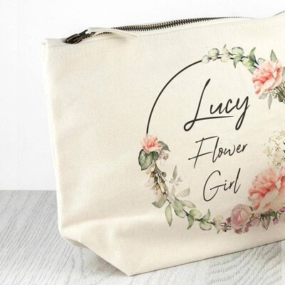 Personalised Flower Girl Wedding Wreath Cosmetic Bag (PER3620-001) (TreatRepublic1624)