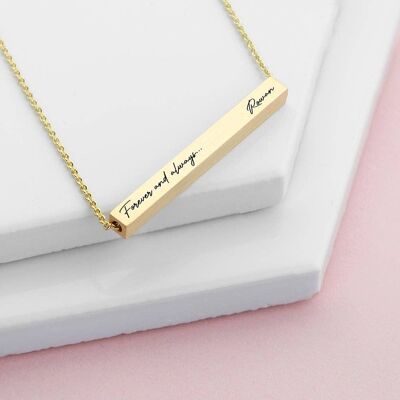 Personalised Forever and Always Horizontal Bar Necklace (PER4308-GLD) (TreatRepublic1641)