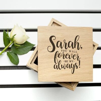 Personalised Forever My Always Oak Photo Cube (PER2579-FIL) (TreatRepublic1651)