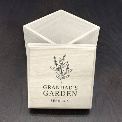 Personalised Gardener&#39;s Wooden Seed Box - Stylish Floral (PER4041-001) (TreatRepublic1667)