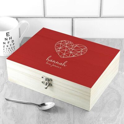 Personalised Geometric Heart Tea Box (PER3096-001) (TreatRepublic1691)