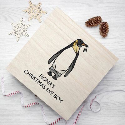 Personalised Geometric Penguin Christmas Eve Box (PER3604-LRG) (TreatRepublic1694)