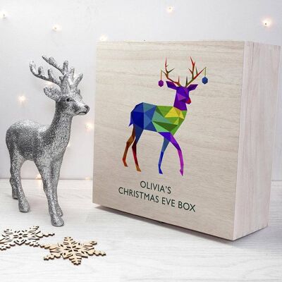 Personalised Geometric Reindeer Christmas Eve Box (PER3602-LRG) (TreatRepublic1696)