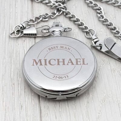 Personalised Groomsman Emblem Pocket Watch (PER2351) (TreatRepublic1735)