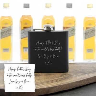 Personalised Handwriting Black Hip Flask (PER3973-001) (TreatRepublic1768)