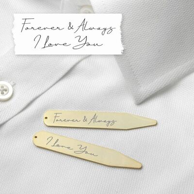 Personalised Handwriting Collar Stiffeners - Gold (PER3974-001) (TreatRepublic1770)