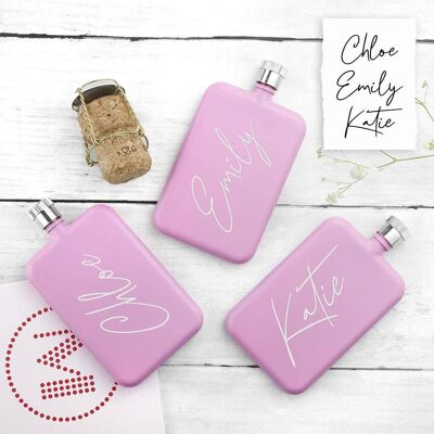 Personalised Handwriting Pink Slimline Flask (PER3981-001) (TreatRepublic1774)