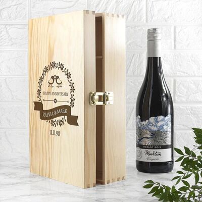 Personalised Happy Anniversary Wine Box (PER3088-001) (TreatRepublic1779)