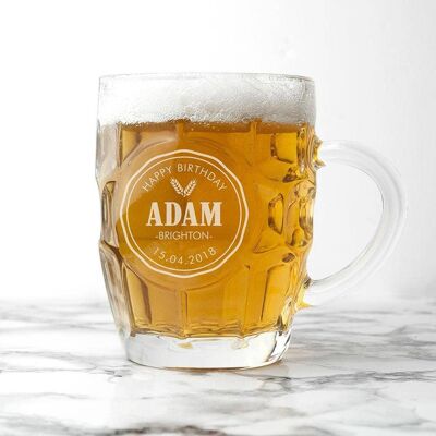 Personalised Happy Birthday Dimpled Beer Glass (PER2820-001) (TreatRepublic1782)