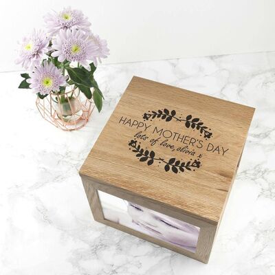 Personalised Happy Mother's Day Large Oak Photo Cube (PER2657-001) (TreatRepublic1789)
