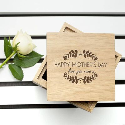Personalised Happy Mother's Day Oak Photo Cube (PER2653-001) (TreatRepublic1790)