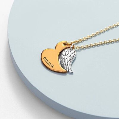Personalised Heart and Wing Necklace (PER4456) (TreatRepublic1802)
