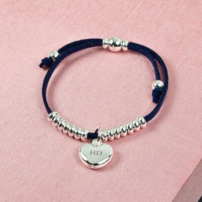 Personalised Heart Friendship Bracelet (PER498-BLU) (TreatRepublic1807)