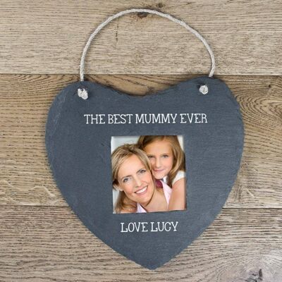 Personalised Heart Shaped Hanging Slate Picture Frame (PER518-001) (TreatRepublic1816)