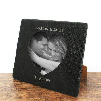 Personalised Heart Slate Photoframe (PER525-001) (TreatRepublic1819)