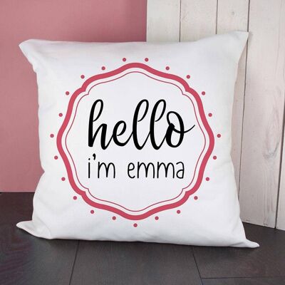 Personalised Hello Baby In Pink Frame Cushion Cover (PER2776-001) (TreatRepublic1832)