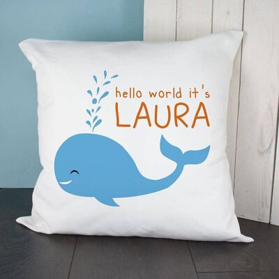 Personalised Hello Whale Cushion Cover (PER2791-001) (TreatRepublic1833)