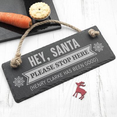 Personalised Hey Santa! Slate Hanging Sign (PER3024-001) (TreatRepublic1838)