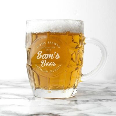 Personalised Home Brewed Dimpled Beer Glass (PER2817-001) (TreatRepublic1845)