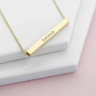 Personalised Horizontal Bar Necklace (PER3749-GLD) (TreatRepublic1850)