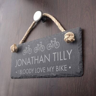 Personalised I Bloody Love My Bicycle Slate Hanging Sign (PER3029-001) (TreatRepublic1854)