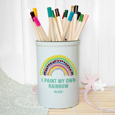 Personalised I Paint My Own Rainbow Pencil Pot (PER3468-GRN) (TreatRepublic1858)