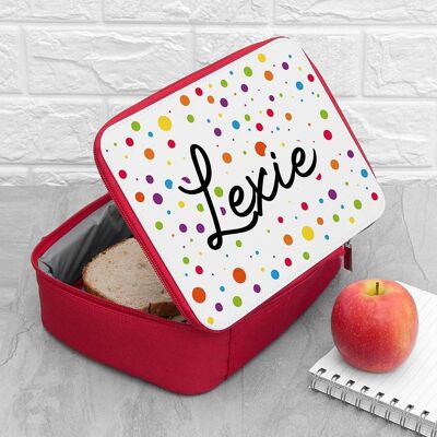 Personalised Kids Fun Polka Dot Lunch Bag (PER4275-001) (TreatRepublic1951)