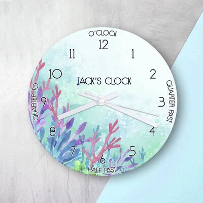Personalised Kids Sealife Glass Clock (PER3944-001) (TreatRepublic1974)