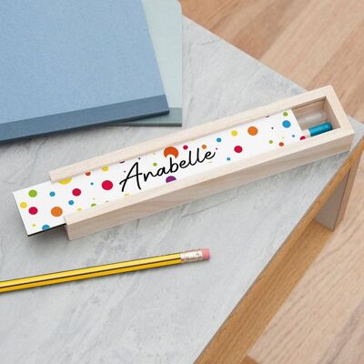 Personalised Kids Slim Fun Polka Dot Pencil Box (PER4280-001) (TreatRepublic1976)