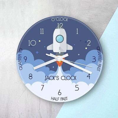 Personalised Kids Space Shuttle Glass Clock (PER3942-001) (TreatRepublic1977)