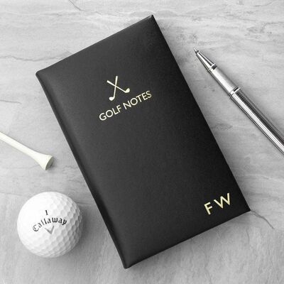 Personalised Leather Golf Note Book (PER3218-BLA) (TreatRepublic2018)