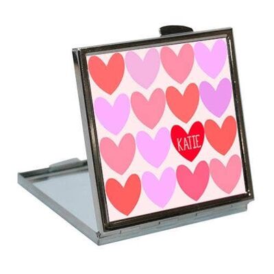 Personalised Love Hearts Compact Mirror (PER142-ROS) (TreatRepublic2051)