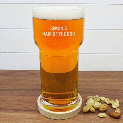 Personalised LSA Pint Glass With Ash Wood Coaster (LSA10-SNG) (TreatRepublic2069)