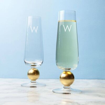 Personalised LSA Set Of Two Gold Champagne Glasses (LSA33-SCR) (TreatRepublic2077)