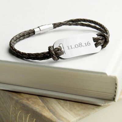 Personalised Men's Statement Leather Bracelet In Brown (PER2246-001) (TreatRepublic2168)