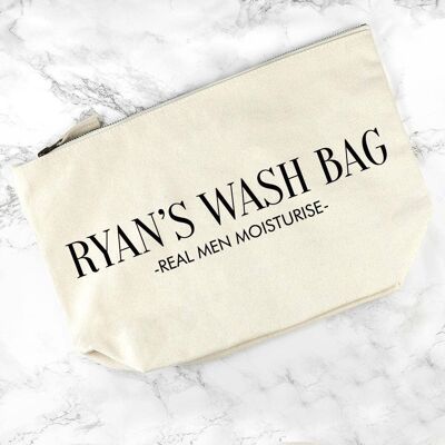 Personalised Men's Wash Bag in Cream (PER2803-001) (TreatRepublic2172)