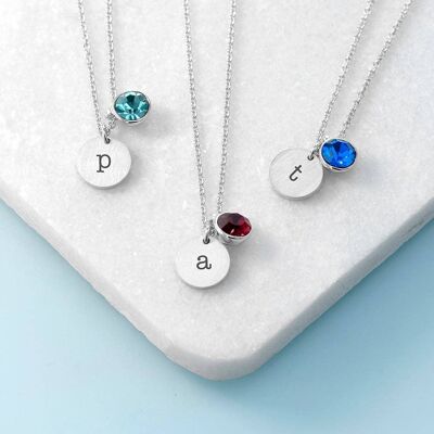 Personalised Monogram Silver Birthstone Crystal and Disc (PER4315-MAY) (TreatRepublic2224)