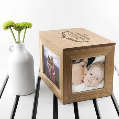 Personalised Mother's Love Midi Oak Photo Cube Keepsake Box (PER3055-001) (TreatRepublic2244)