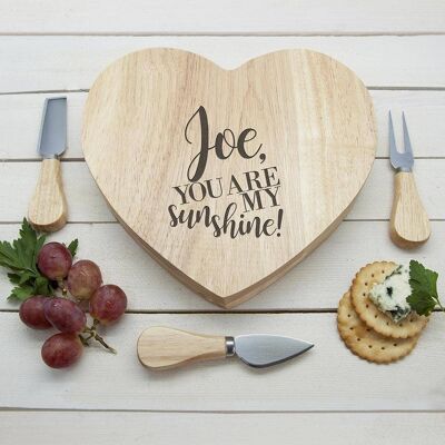 Personalised My Sunshine Oak Heart Cheese Board (PER2593-001) (TreatRepublic2268)