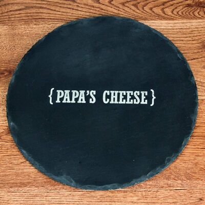 Personalised Name Swirl Brackets Round Slate Cheese Board (PER597-001) (TreatRepublic2276)