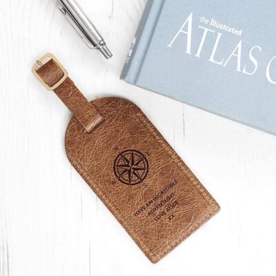 Personalised Natural Tan Engraved Leather Luggage Tag (PER3104-001) (TreatRepublic2278)