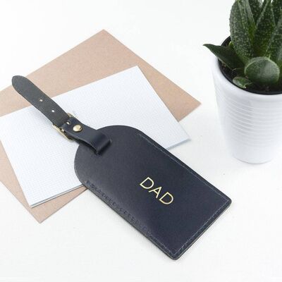 Personalised Navy Foiled Leather Luggage Tag (PER3066-001) (TreatRepublic2282)