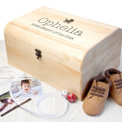 Personalised New Baby Pram Keepsake Chest (PER4185-MED) (TreatRepublic2292)