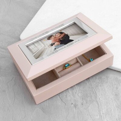 Personalised Nude Pink & Silver Photo Jewellery Box (PER4292-001) (TreatRepublic2308)