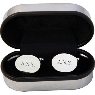 Personalised Oval Silver Plated Cufflinks (PER12-CLS) (TreatRepublic2326)