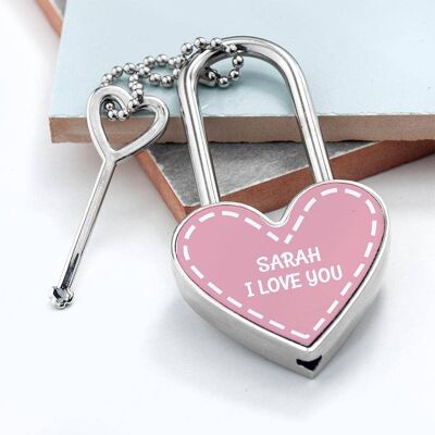 Personalised Parisienne Heart Padlock (PER3305-BLK) (TreatRepublic2331)