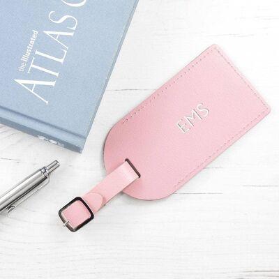 Personalised Pastel Pink Foiled Leather Luggage Tag (PER3060-001) (TreatRepublic2336)