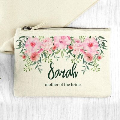 Personalised Pink Floral Makeup Bag (PER3634-001) (TreatRepublic2379)