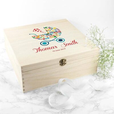 Personalised Pram Baby Boy Memory Box (PER3668-001) (TreatRepublic2403)